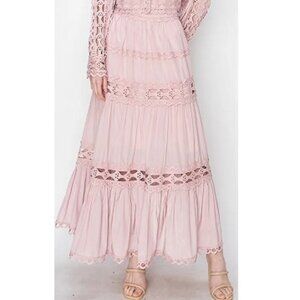 INA Lace Detail Maxi Skirt in Blush Pink New, Size M / Waist 14.5"